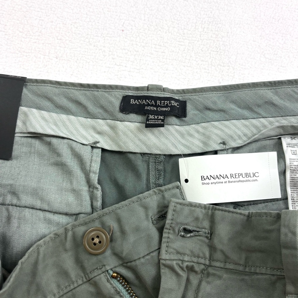 NWT Banana Republic Green Aiden Camo 100% Cotton Slim Straight Chino Pants 36/36 - Picture 12 of 16
